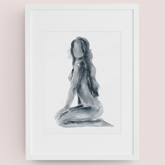 Watercolor Abstract Nude Woman Portrait Print Poster Unframed - Picture 10 of 15
